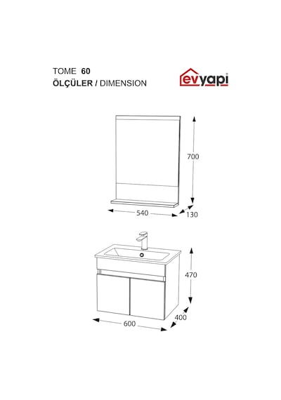 Biani Tome 60 Cm Banyo Dolabı Renk Latte