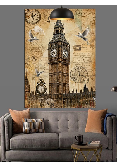 Londra Big Ben Saat Kulesi Dekoratif Kanvas - Mdf Ahşap Tablo