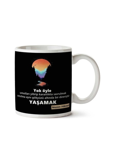 Nzım Hikmet Yaşamak İki Tarafı Baskılı Kupa Bardak Çok Renkli