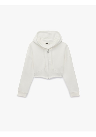 Koton Şardonlu Uzun Kollu Kapüşonlu Korse Detaylı Fermuarlı Crop Sweatshirt Ekru 7wal10059ık Koton Şardonlu Uzun Kollu Kapüşonlu Korse Detaylı Fermuarlı Crop Sweatshirt Ekru 7wal10059ık