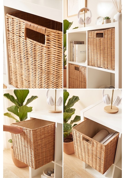 Ocean Home Textile 2'li Yıkanabilir Bej Pp Rattan Sepet Set 33 X 33 X 33 Cm