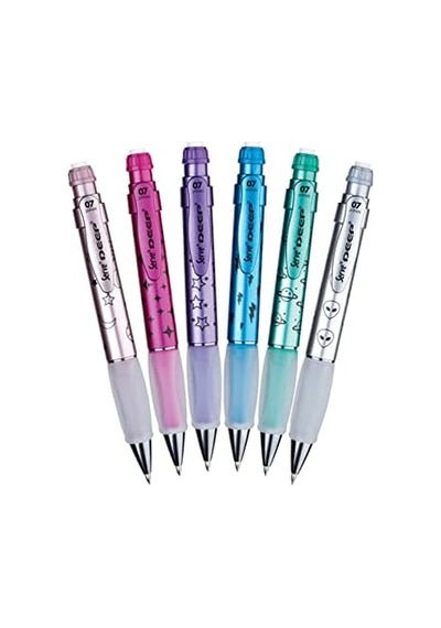 Deep Mekanik Kurşun Kalem 0.7 Mm Metalik Yeşil Gezegen Deseni Çok Renkli