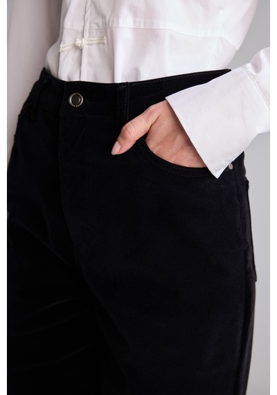 Defacto Straight Fit Yüksek Bel Duble Paça Uzun Gabardin Pantolon I9665ax26aubk81 Siyah-bk81