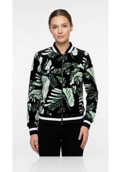 Neden Tekstil Kadın Desenli Bomber Fit Ceket - Siyah