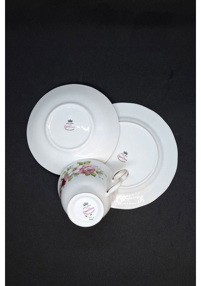 Bone China Vintage Çay Fincanı 3 Parça 200 Ml Kırmızı - Beyaz