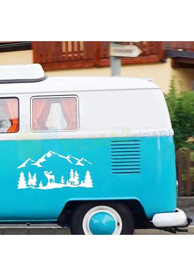 Çekme Karavan Dağ Geyik Oto Sticker Yapıştırma Modifiye Kaliteli