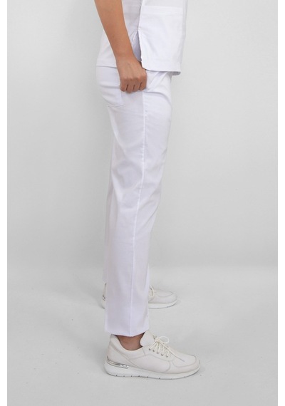 Unisex Beyaz Soft Likralı Cerrahi Doktor Pantolon Hemşire Alt Üniforma Beyaz