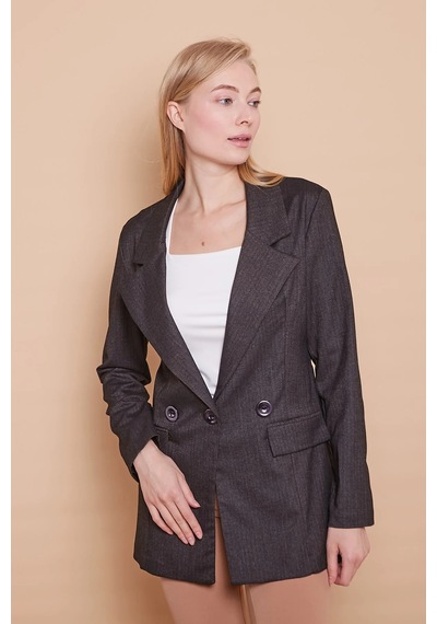 Rahat Kesim Yakalı Cep Kapaklı Kolları Düğmeli Pamuklu Kumaş Uzun Blazer Ceket-antrasit Antrasit Rahat Kesim Yakalı Cep Kapaklı Kolları Düğmeli Pamuklu Kumaş Uzun Blazer Ceket-antrasit Antrasit