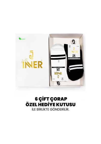 Just Inner Erkek 6 Lı Pamuklu Çorap Tenis Terletmez Yapı 14800 Renkli Çemberli
