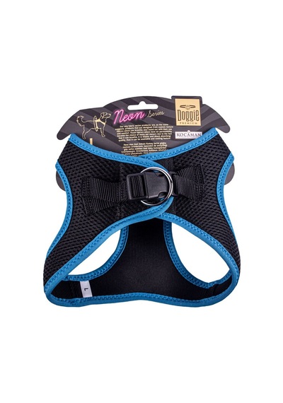 Doggie Havalı Dokuma Neon Serisi Küçük Irk Göğüs Tasması Mavi L-4 Mavi