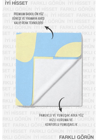 Soyut Dalgalı Plaj Havlusu-pastel Mavi Sarı Minimalist Havuz Deniz Banyo Hızlı Kuruyan Sahil Örtüsü Çok Renkli