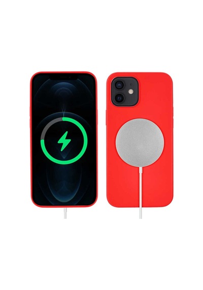 Apple Uyumlu iPhone 12 Mini Kılıf Zore Silksafe Wireless Kapak Kırmızı