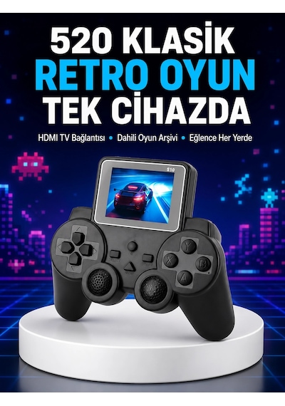 Mey İthalat 2025 A Kalite S10 Gamepad 520 Oyunlu Tv Bağlantılı Retro Atari Konsolu Yeni Nesil