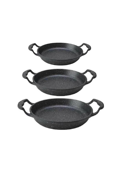 Eda Asya Döküm Granit 3lü Kapaksız Sahan Seti 18-20-22 Cm