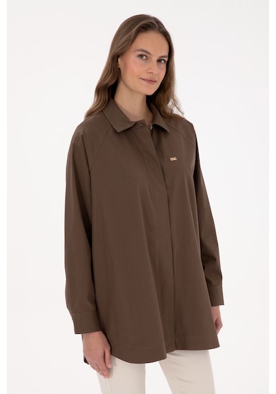 U.s. Polo Assn. Kadın Kahverengi Gömlek Desenli 50316399-vr029 Kahverengi