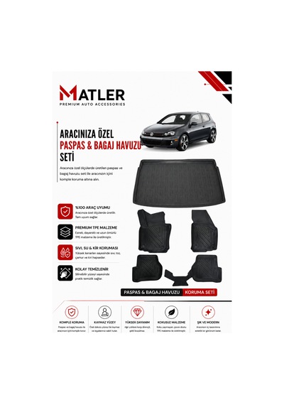 Volkswagen Golf 6 2011 Model 4d Ekstra Havuzlu Paspas Ve Bagaj Havuzu Set