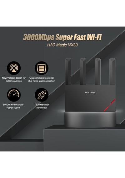 H3c Magic Nx30, Dual Band, Wifi 6, 3000mbps, 4port Gigabit, 4ad Anten, Masaüstü, Router, Access Point