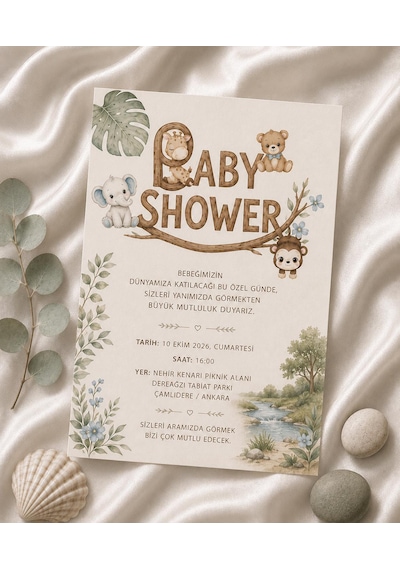 1000 Adet Ekonomik Baby Shower Davetiyesi Ve Zarf 07