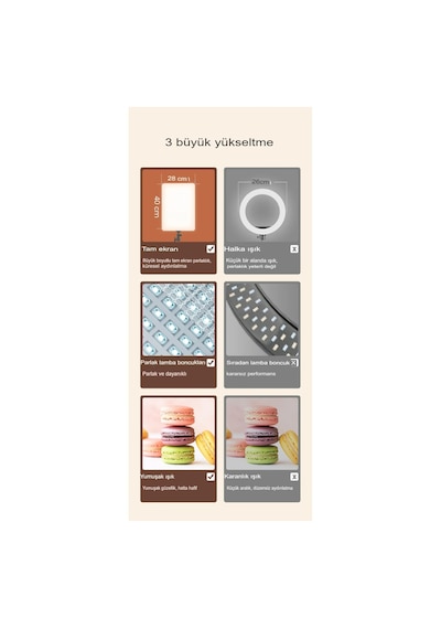 19 Inç Led Video Işık Kiti Studio Pograph Light Kamera Lambası Dimmabable Tripodlu Panel Işık