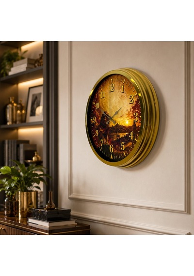 Altın Zafer Taraftar Temalı 40 X 40 Cm Metal Duvar Saati Gold