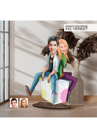 Bk Gift Kişiye Özel Sevgililer Karikatürlü Büyük Boy Ahşap Biblo-35 Arkadaşa Hediye , Sevgiliye Hediye, Kişiye Özel Biblolar Kobitmeyen137589 Bk Gift