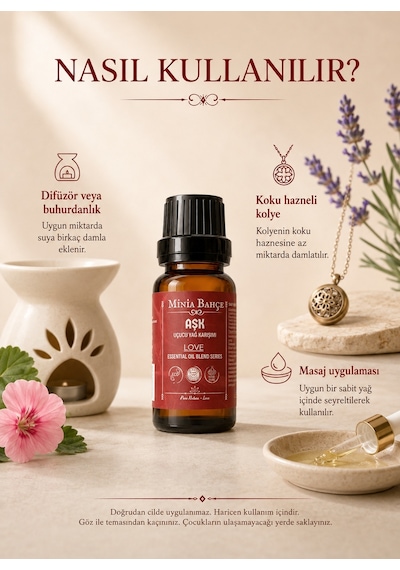 Minia Bahçe Bitki Ve Sanat Atölyesi Aşk Love Uçucu Yağ Karışımı Lavanta Paçuli Adaçayı Limon ve Itır Yağları 10 ML