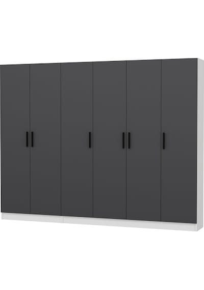 Minar Kale 210 Cm 6 Kapaklı 4b Raf Portmanto Beyaz Antrasit