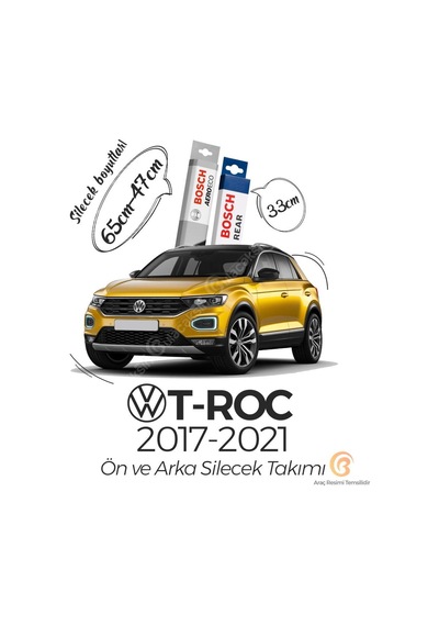 Bosch Aeroeco Volkswagen T-Roc 2017 - 2019 Ön - Arka Silecek Seti