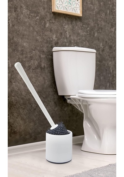 Ata Home Silikon Wc Tuvalet Banyo Fırçası Klozet Fırçası Beyaz-gri Oval Beyaz - Çok Renkli