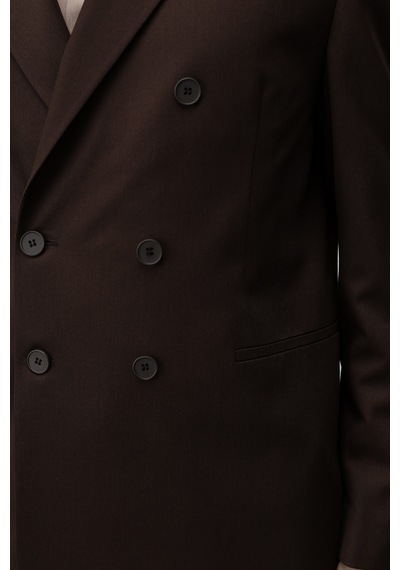 Antioch Kruvaze Relaxed Fit Erkek Blazer Ceket Koyu Kahve