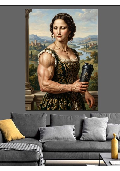 Kaslı Vücutlu Modern Mona Lisa Dekoratif Kanvas - Mdf Ahşap Tablo