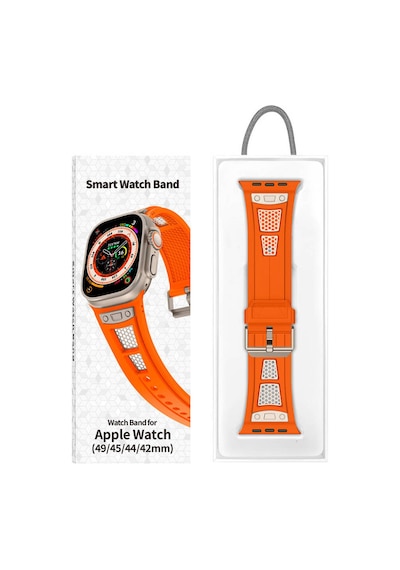 Apple Uyumlu Watch 2/3/4/5/6/7/8/9/se/ultra/ultra 2 44/45/46/49mm  Delikli Metal Süslemeli Kordon