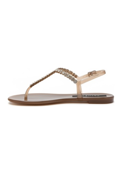 Wolk Shoes Mia Parmak Arası Taşlı Kadın Sandalet Kahverengi