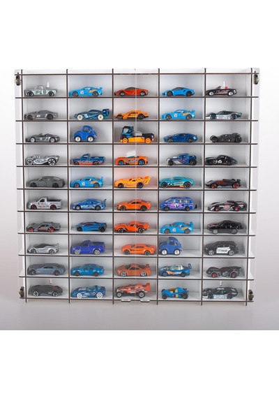 Pleksi Kapaklı 1/64 Ölçek 50araç Hotwheels Matchbox Metal Araç Uyumlu Model Oyuncak Araba Rafı-beyaz Beyaz Clear Covers