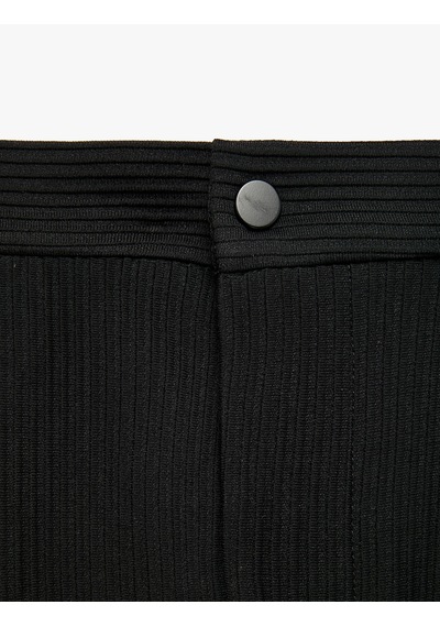 Koton Pileli Dokulu Cepli Slim Fit Pantolon Siyah 7wam40004hk