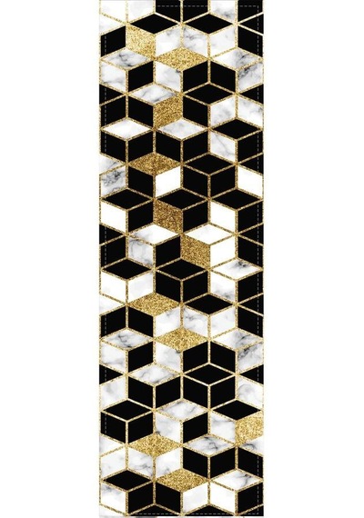 Gold Petek Desenli Premium Masa Örtüsü Runner Rnr268n11