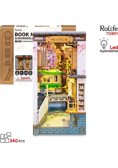 Rolife Tgb01 Sakura Densya Kitap Köşesi Book Nook Dıy Minyatür Maket Model Seti Mini Dollhouse 3d Model Kit Detaylı Dekoratif Hobi Seti 3d Puzzle Tiny House