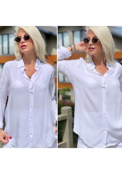 Saklımoda Dokuma Viskon Kumaş Efsane Gömlek Beyaz