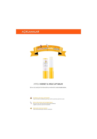 Missha A'PIEU Honey & Milk Lip Balm Süt ve Bal Özlü Nemlendirici Dudak Balmı