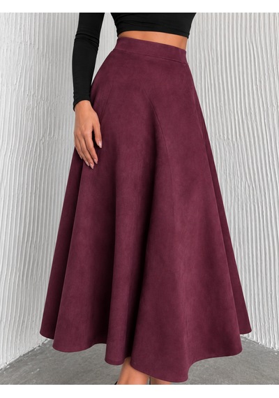 Ozy Fashion Kadın Süet Kloş Etek Bordo
