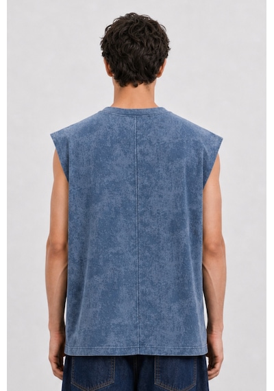 Respire Erkek Yıkamalı Tank Top Atlet Petrol