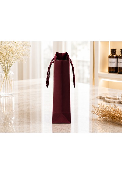 Eczane Karton Çanta Körüklü Premium Asil Bordo 14x8x20 Cm - 10 Adet