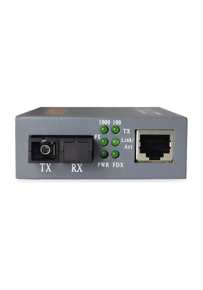 Fiber Optik Media Converter 10/100/1000M Sm 25Km Tek Core Set