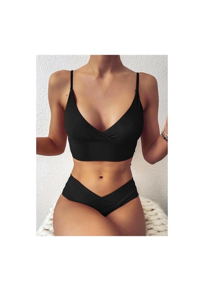 Özel Tasarım Desteksiz Bikini Takım Siyah