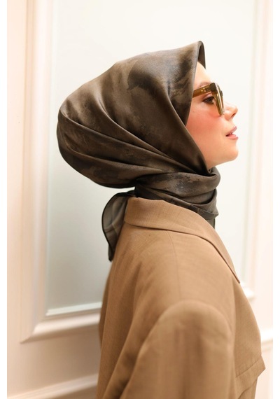 Silk Home Desenli Shiny Eşarp - 8647 - Küllü Kahve Küllü Kahve