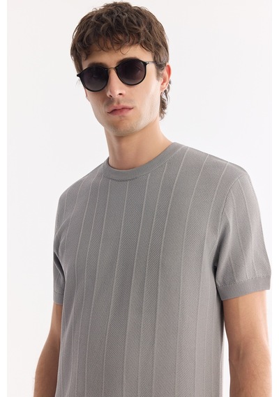 Avva Erkek Gri Bisiklet Yaka Kolay Ütülenen Kırışmaz Regular Fit Triko T-shirt A61y5032 Avva Erkek Gri Bisiklet Yaka Kolay Ütülenen Kırışmaz Regular Fit Triko T-shirt A61y5032