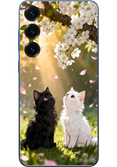 Samsung Galaxy S25 Plus Uyumlu İlkbahar Kedileri Baskılı Silikon Kılıf Renkli