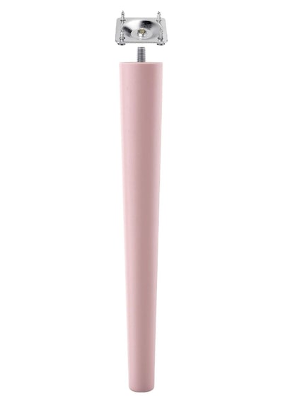 3 Adet Ahşap Ayak 35 Cm Açık Pembe M8 Civatalı Bağlantı Aparatlı Mobilya Tabure Sehpa Masa Destek Ayağı Pembe
