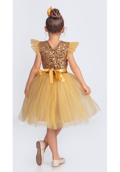 Mnk Baby & Kids Tüllü Kız Çocuk Kpl Elbise Mnk0526 Sarı