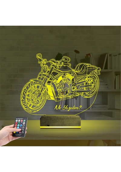 Luvivia Motosiklet Harley Motor Kişiye Özel 3d Lamba - Masa Gece Lambası V4 Şeffaf